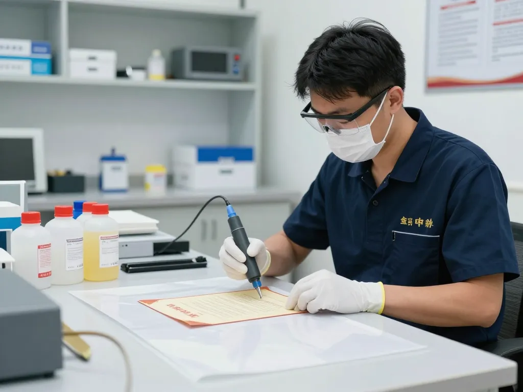 bóc sổ đỏ ép plastic process performed by a professional technician using advanced technology in a modern workspace.
