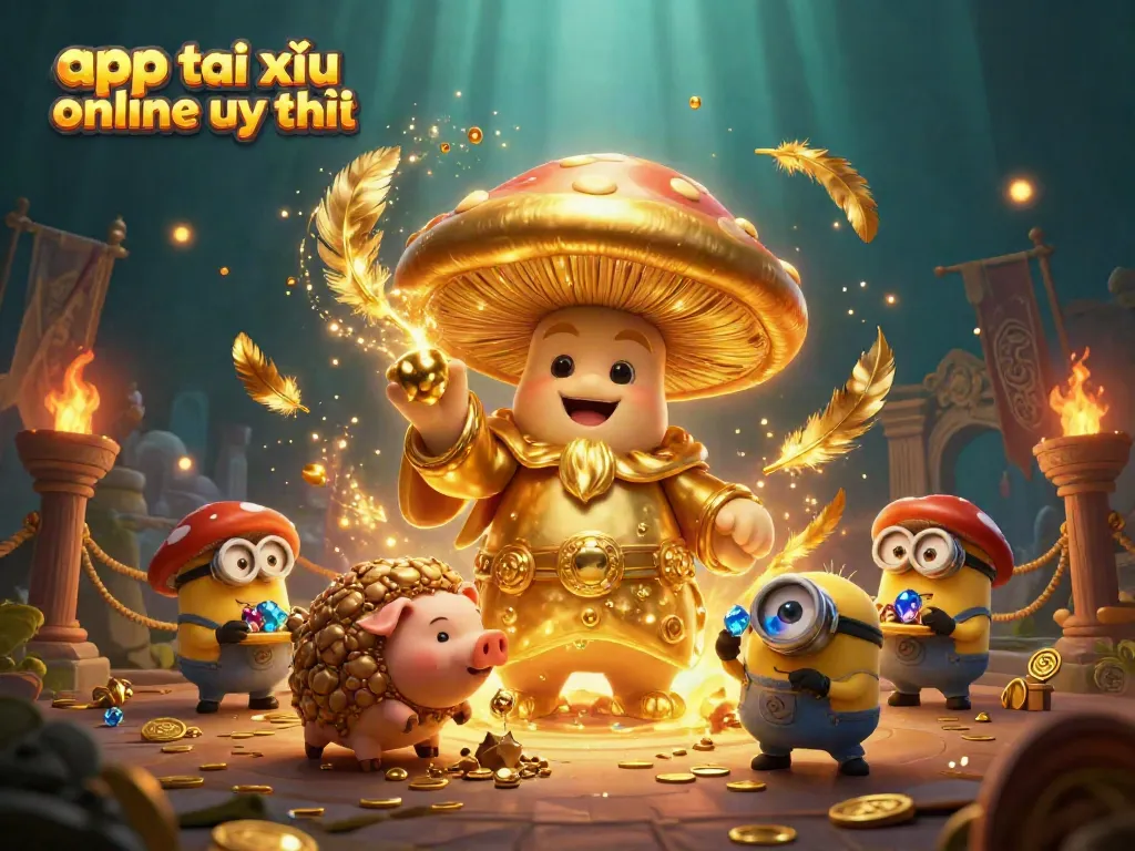 Engage with the app tài xỉu online uy tín experience, featuring enchanting golden characters in a vibrant casino scene.