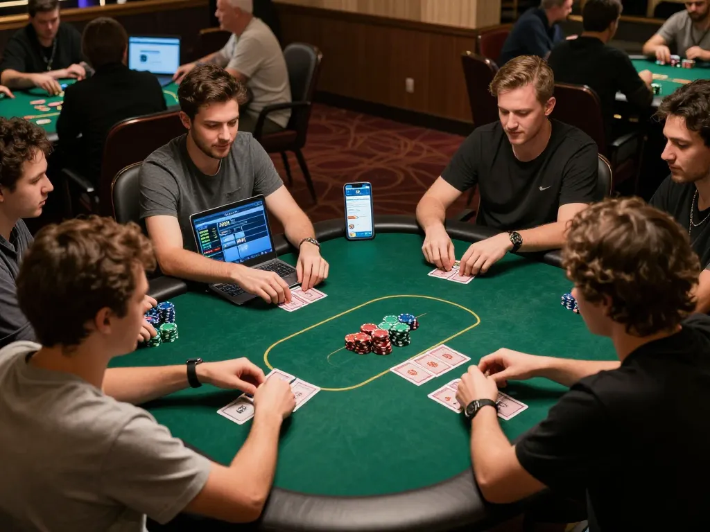 F168 players engaged in a thrilling poker session with chips and cards, highlighting strategic betting.