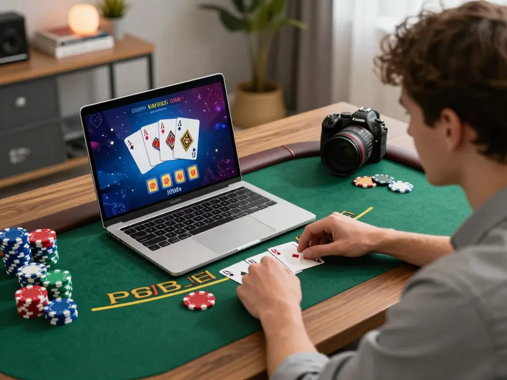 The 98win club player immerses in an online blackjack game, showcasing strategic betting moments.