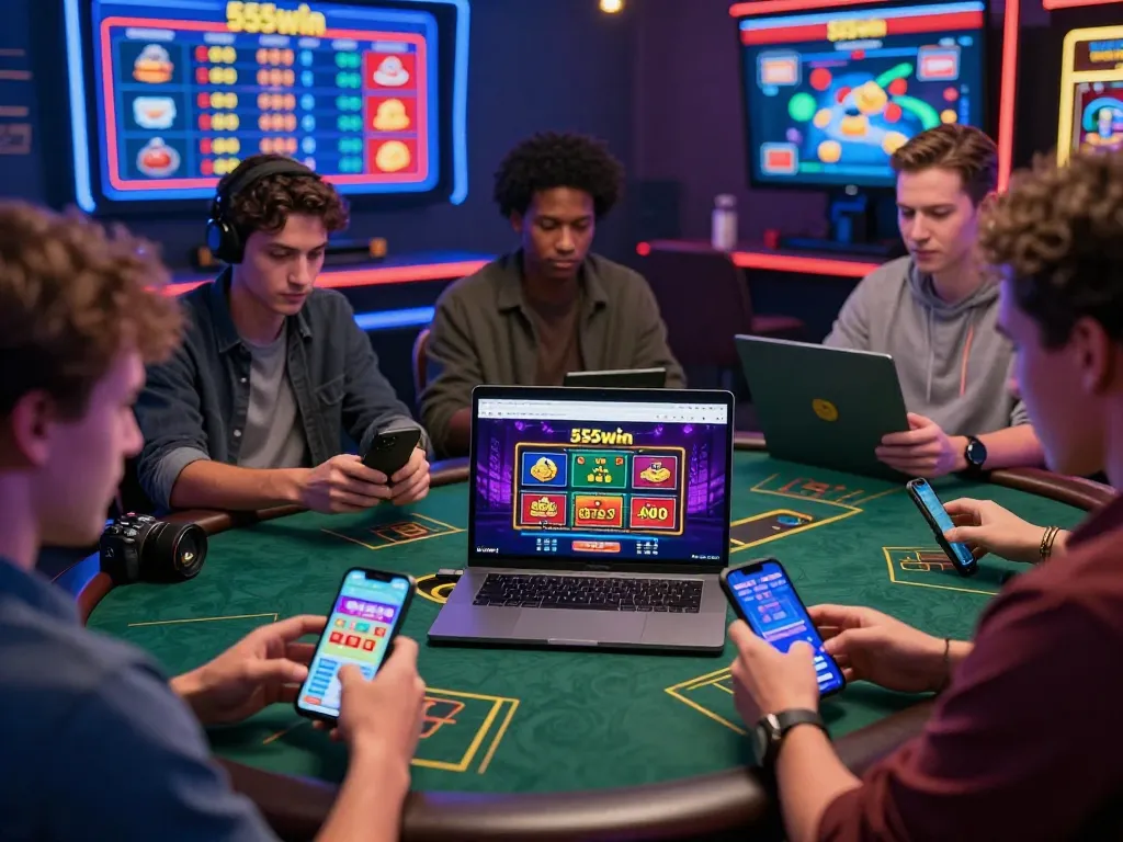Exciting gaming moment on 555win platform with players engaging in online betting activities
