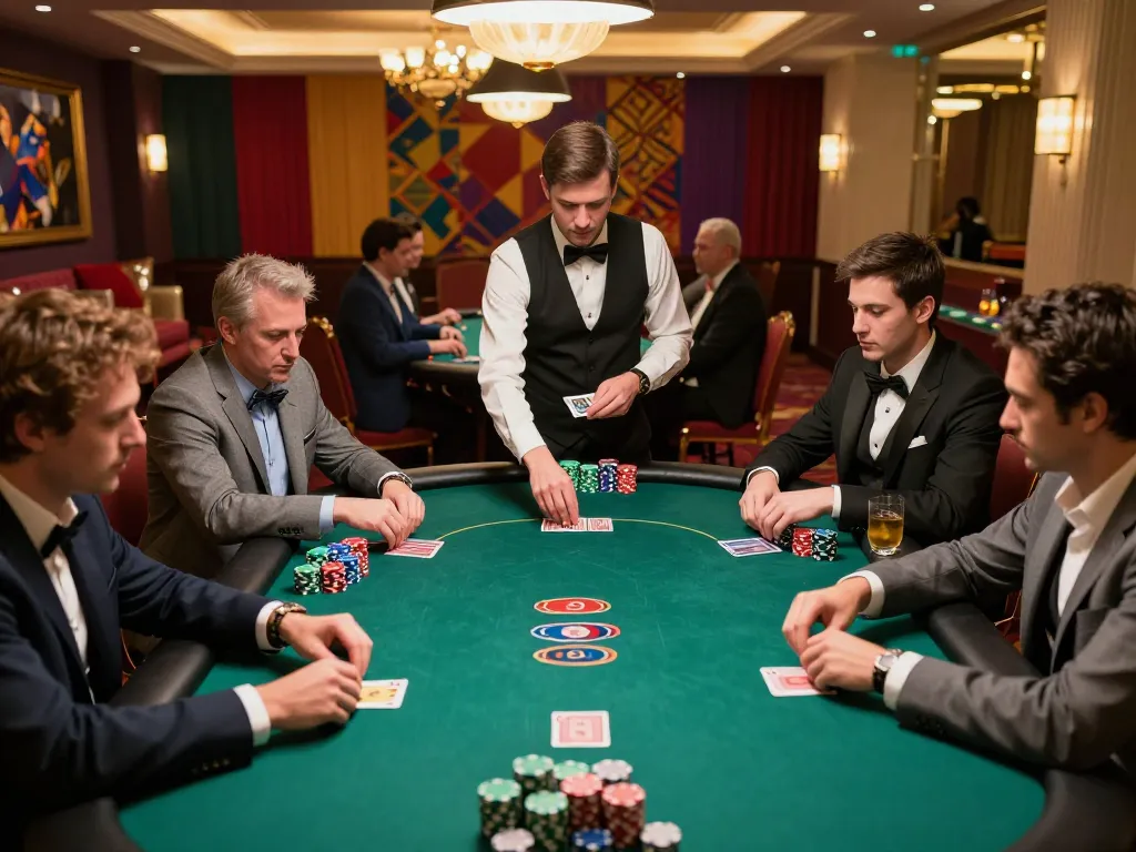Players enjoy intense poker gameplay at cm88z casino, showcasing high-stakes moments and luxury atmosphere.