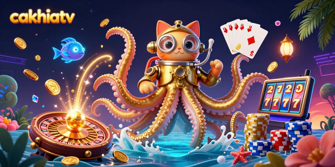 Experience the excitement of cakhiatv with golden treasures in this dynamic 3D illustration.